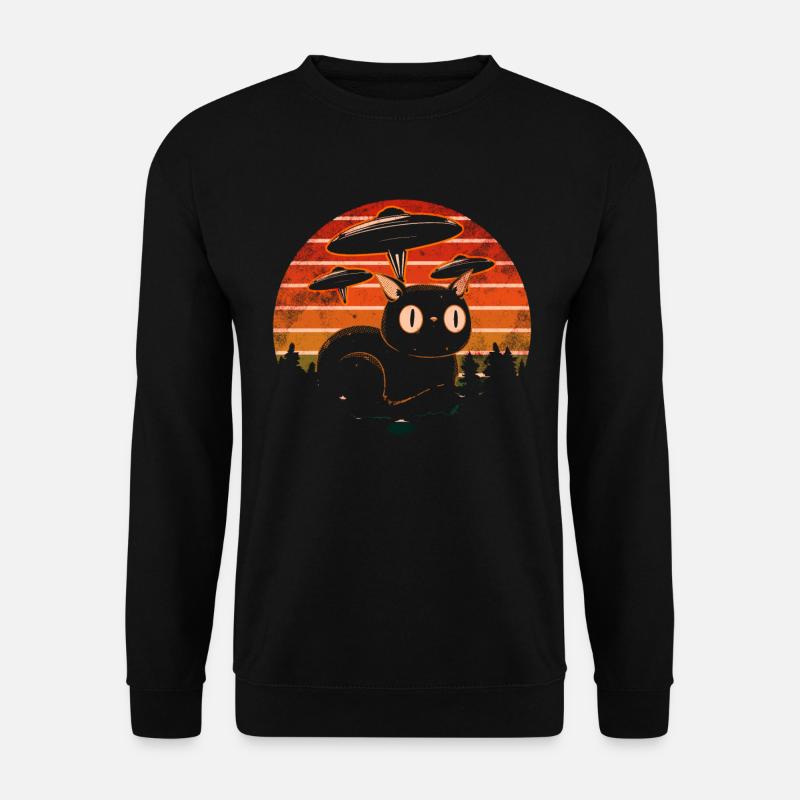 Lustige Katzen -Selfie Ufos Alien Spaceship Kitty - Unisex Pullover - Schwarz