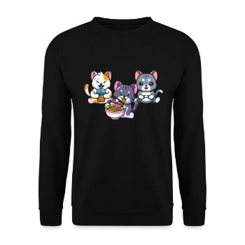 Chat Boba Thé Bubble Tea Gaming Gamer Ramen Anime - Sweat-shirt Unisexe - noir - Devant - Alina (178cm) & Michal (187cm)