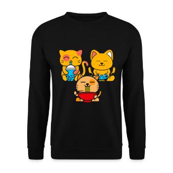 Chat Boba Thé Bubble Tea Gaming Gamer Ramen Anime - Sweat-shirt Unisexe - noir - Devant - Alina (178cm) & Michal (187cm)