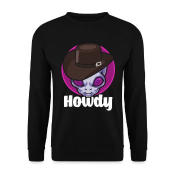 Howdy Alien Cowboy Space UFO Funny Western Rodeo - Unisex Pullover - Schwarz - Vorne - Alina (178cm) & Michal (187cm)