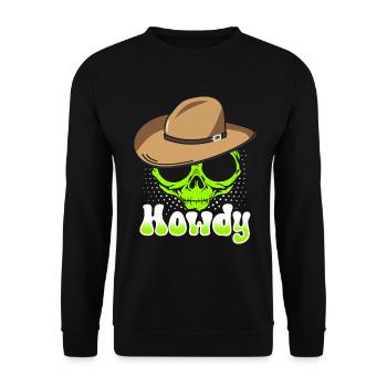 Howdy Alien Cowboy Space UFO Funny Western Rodeo - Unisex Pullover - Schwarz - Vorne - Alina (178cm) & Michal (187cm)