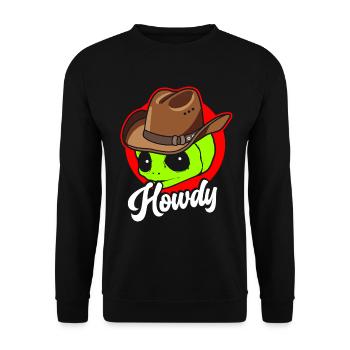 Howdy Alien Cowboy Space UFO Funny Western Rodeo - Unisex Pullover - Schwarz - Vorne - Alina (178cm) & Michal (187cm)