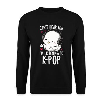 Can't Hear You I'm Listening Kpop Duck K-pop - Unisex Pullover - Schwarz - Vorne - Alina (178cm) & Michal (187cm)