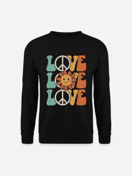 Signe de paix amour des années 60 des années 70 Costume Groovy Hippie - Sweat-shirt Unisexe - noir
