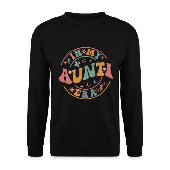 Aunt Retro Groovy Baby Announcement Aunt - Unisex Sweatshirt - black - Front - Alina (178cm) & Michal (187cm)