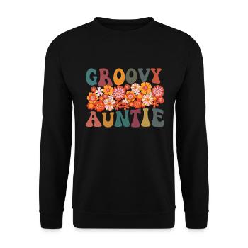 Aunt Retro Groovy Baby Announcement Aunt - Unisex Sweatshirt - black - Front - Alina (178cm) & Michal (187cm)
