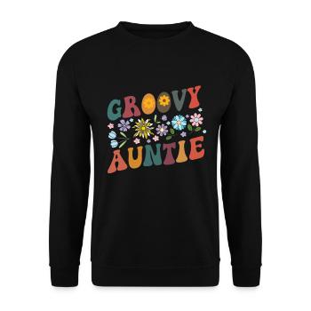 Aunt Retro Groovy Baby Announcement Aunt - Unisex Sweatshirt - black - Front - Alina (178cm) & Michal (187cm)
