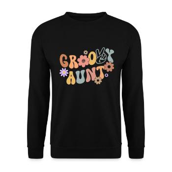 Aunt Retro Groovy Baby Announcement Aunt - Unisex Sweatshirt - black - Front - Alina (178cm) & Michal (187cm)
