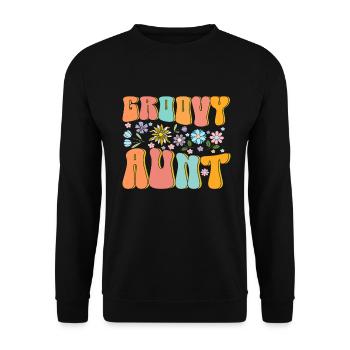 Aunt Retro Groovy Baby Announcement Aunt - Unisex Sweatshirt - black - Front - Alina (178cm) & Michal (187cm)