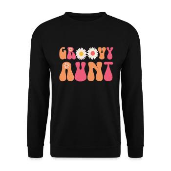 Aunt Retro Groovy Baby Announcement Aunt - Unisex Sweatshirt - black - Front - Alina (178cm) & Michal (187cm)