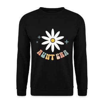 Aunt Retro Groovy Baby Announcement Aunt - Unisex Sweatshirt - black - Front - Alina (178cm) & Michal (187cm)
