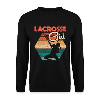 Lacrosse Girl Lax Girl Spieler Frauen - Unisex Pullover - Schwarz - Vorne - Alina (178cm) & Michal (187cm)