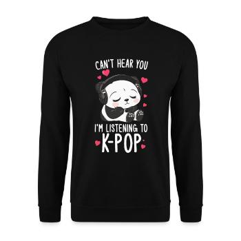 Can't Hear You I'm Listening Kpop Merchandise - Unisex Pullover - Schwarz - Vorne - Alina (178cm) & Michal (187cm)