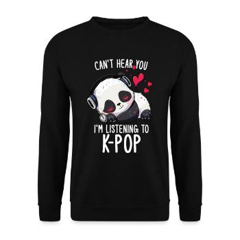 Can't Hear You I'm Listening Kpop Merchandise - Unisex Pullover - Schwarz - Vorne - Alina (178cm) & Michal (187cm)