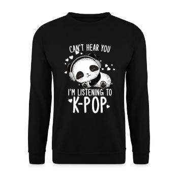 Can't Hear You I'm Listening Kpop Merchandise - Unisex Pullover - Schwarz - Vorne - Alina (178cm) & Michal (187cm)