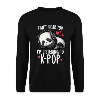 Can't Hear You I'm Listening Kpop Merchandise - Unisex Pullover - Schwarz - Vorne - Alina (178cm) & Michal (187cm)