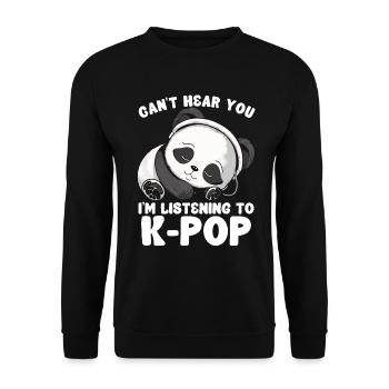 Can't Hear You I'm Listening Kpop Merchandise - Unisex Pullover - Schwarz - Vorne - Alina (178cm) & Michal (187cm)