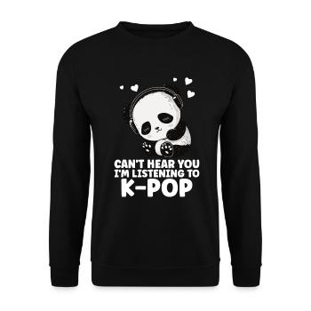 Can't Hear You I'm Listening Kpop Merchandise - Unisex Pullover - Schwarz - Vorne - Alina (178cm) & Michal (187cm)