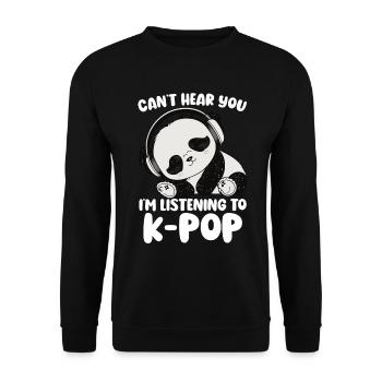 Can't Hear You I'm Listening Kpop Merchandise - Unisex Pullover - Schwarz - Vorne - Alina (178cm) & Michal (187cm)
