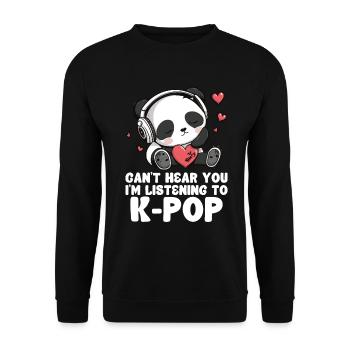 Can't Hear You I'm Listening Kpop Merchandise - Unisex Pullover - Schwarz - Vorne - Alina (178cm) & Michal (187cm)