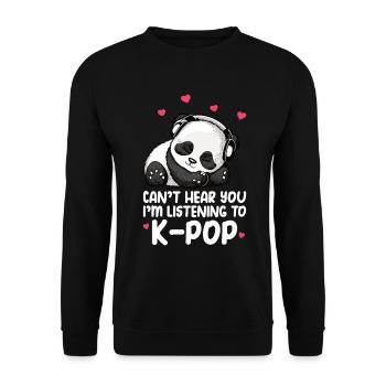 Can't Hear You I'm Listening Kpop Merchandise - Unisex Pullover - Schwarz - Vorne - Alina (178cm) & Michal (187cm)