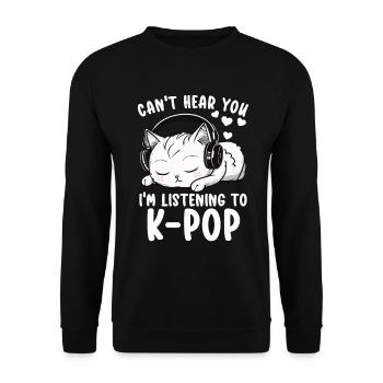 Je ne t’entends pas, j’écoute des produits Kpop - Sweat-shirt Unisexe - noir - Devant - Alina (178cm) & Michal (187cm)
