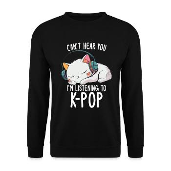Je ne t’entends pas, j’écoute des produits Kpop - Sweat-shirt Unisexe - noir - Devant - Alina (178cm) & Michal (187cm)