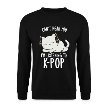 Je ne t’entends pas, j’écoute des produits Kpop - Sweat-shirt Unisexe - noir - Devant - Alina (178cm) & Michal (187cm)