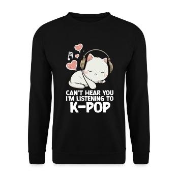 Je ne t’entends pas, j’écoute des produits Kpop - Sweat-shirt Unisexe - noir - Devant - Alina (178cm) & Michal (187cm)