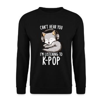 Je ne t’entends pas, j’écoute des produits Kpop - Sweat-shirt Unisexe - noir - Devant - Alina (178cm) & Michal (187cm)