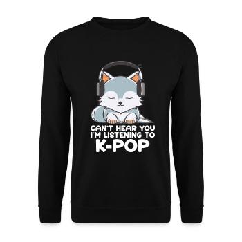 Je ne t’entends pas, j’écoute des produits Kpop - Sweat-shirt Unisexe - noir - Devant - Alina (178cm) & Michal (187cm)