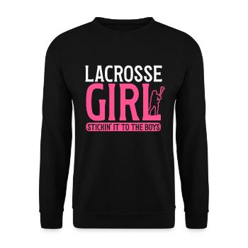 Bâton de crosse Lax Fille Joueur Maman Gardien de but Femmes - Sweat-shirt Unisexe - noir - Devant - Alina (178cm) & Michal (187cm)