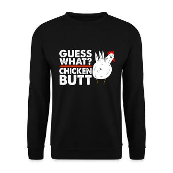 Drôle Devinez quoi ? Cul de poulet ! - Sweat-shirt Unisexe - noir - Devant - Alina (178cm) & Michal (187cm)