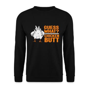 Drôle Devinez quoi ? Cul de poulet ! - Sweat-shirt Unisexe - noir - Devant - Alina (178cm) & Michal (187cm)