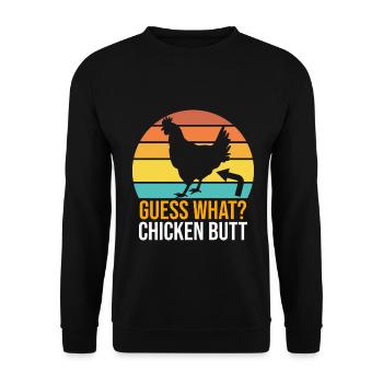 Drôle Devinez quoi ? Cul de poulet ! - Sweat-shirt Unisexe - noir - Devant - Alina (178cm) & Michal (187cm)