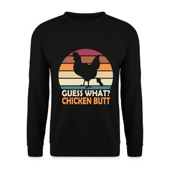 Drôle Devinez quoi ? Cul de poulet ! - Sweat-shirt Unisexe - noir - Devant - Alina (178cm) & Michal (187cm)