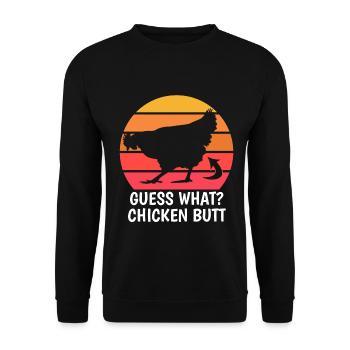 Drôle Devinez quoi ? Cul de poulet ! - Sweat-shirt Unisexe - noir - Devant - Alina (178cm) & Michal (187cm)