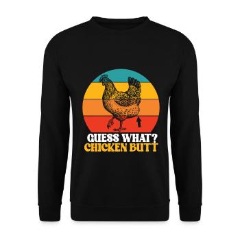Drôle Devinez quoi ? Cul de poulet ! - Sweat-shirt Unisexe - noir - Devant - Alina (178cm) & Michal (187cm)