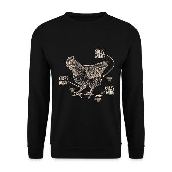 Drôle Devinez quoi ? Cul de poulet ! - Sweat-shirt Unisexe - noir - Devant - Alina (178cm) & Michal (187cm)