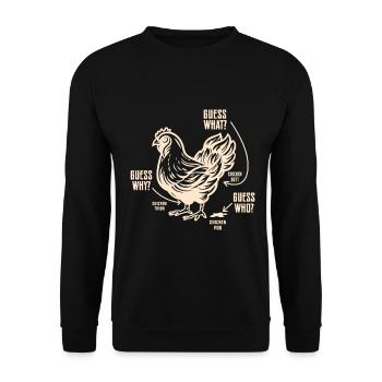 Drôle Devinez quoi ? Cul de poulet ! - Sweat-shirt Unisexe - noir - Devant - Alina (178cm) & Michal (187cm)