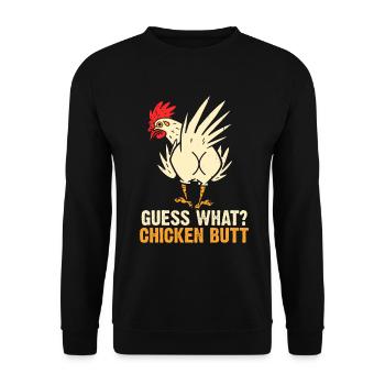 Drôle Devinez quoi ? Cul de poulet ! - Sweat-shirt Unisexe - noir - Devant - Alina (178cm) & Michal (187cm)