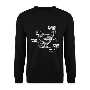 Drôle Devinez quoi ? Cul de poulet ! - Sweat-shirt Unisexe - noir - Devant - Alina (178cm) & Michal (187cm)