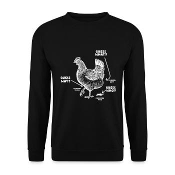 Drôle Devinez quoi ? Cul de poulet ! - Sweat-shirt Unisexe - noir - Devant - Alina (178cm) & Michal (187cm)
