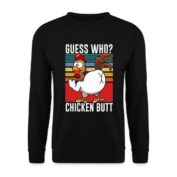 Drôle Devinez quoi ? Cul de poulet ! - Sweat-shirt Unisexe - noir - Devant - Alina (178cm) & Michal (187cm)