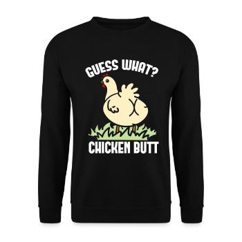 Drôle Devinez quoi ? Cul de poulet ! - Sweat-shirt Unisexe - noir - Devant - Alina (178cm) & Michal (187cm)