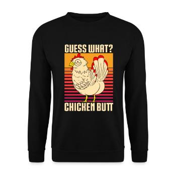 Drôle Devinez quoi ? Cul de poulet ! - Sweat-shirt Unisexe - noir - Devant - Alina (178cm) & Michal (187cm)