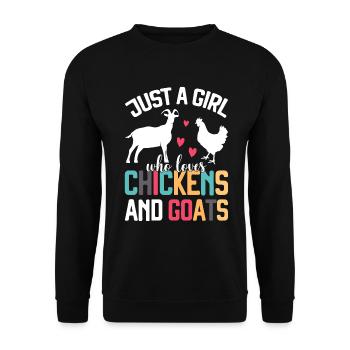Goats & Chickens Funny Goat Lover - Unisex Pullover - Schwarz - Vorne - Alina (178cm) & Michal (187cm)