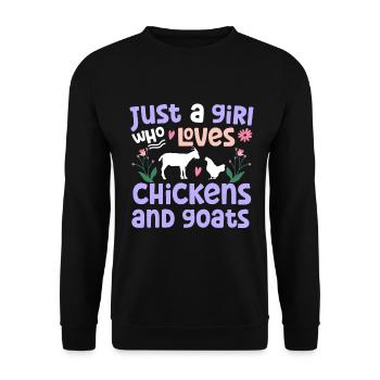 Goats & Chickens Funny Goat Lover - Unisex Pullover - Schwarz - Vorne - Alina (178cm) & Michal (187cm)