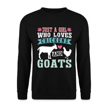Goats & Chickens Funny Goat Lover - Unisex Pullover - Schwarz - Vorne - Alina (178cm) & Michal (187cm)