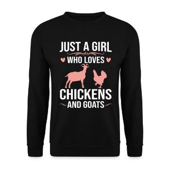 Goats & Chickens Funny Goat Lover - Unisex Pullover - Schwarz - Vorne - Alina (178cm) & Michal (187cm)